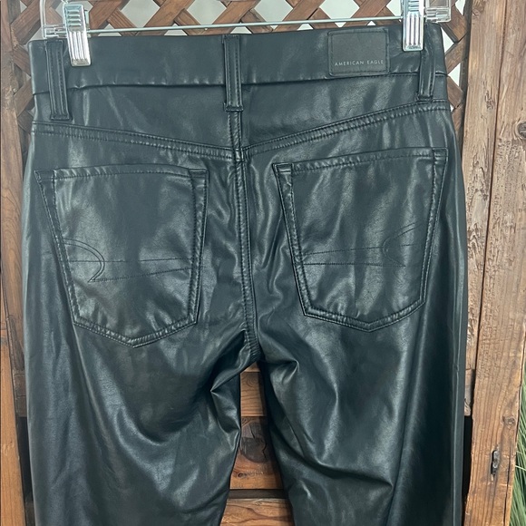 American Eagle Outfitters Black Leather Flare Jeans - Picture 2 of 3